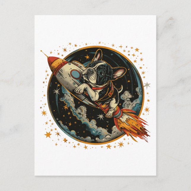 Carte Postale Navire à fusée Astronaut français de Bulldog (Devant)