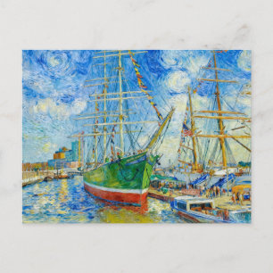 Carte Postale Navire à voiles hautes impressionniste dans le por