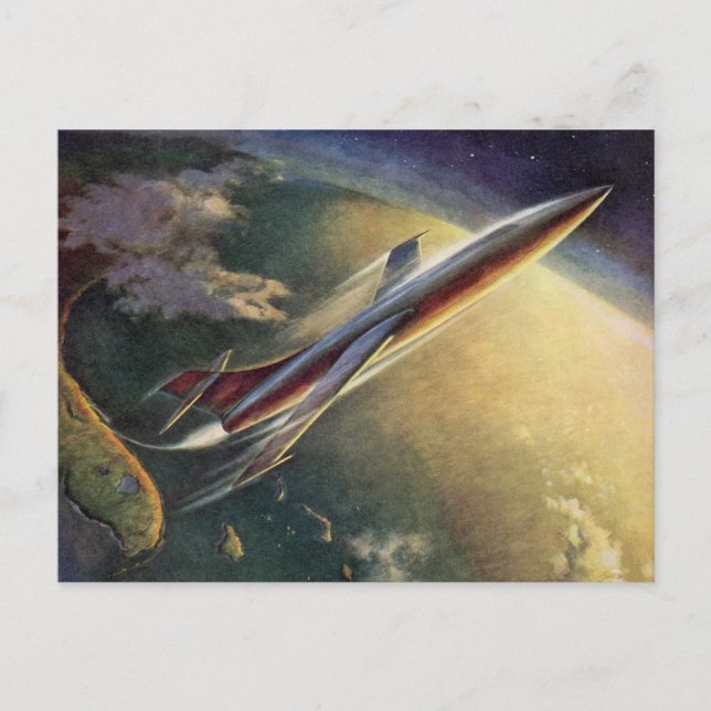 Carte Postale Navire spatial de science-fiction vintage Avion Te (Devant)