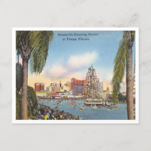 Carte Postale Navire vintage de pirate Gasparilla entrant dans l