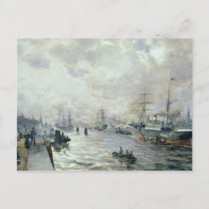 Carte Postale Navires à voile dans le port de Hambourg, 1889