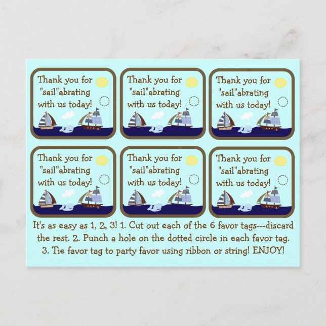 Carte Postale Navires Ahoy Mate Baby shower Favoriser les étique (Devant)