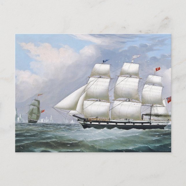 Carte Postale Navires baleiniers allemands Diana & Anne 1800 (Devant)