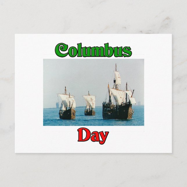 Carte Postale Navires Columbus Day (Devant)