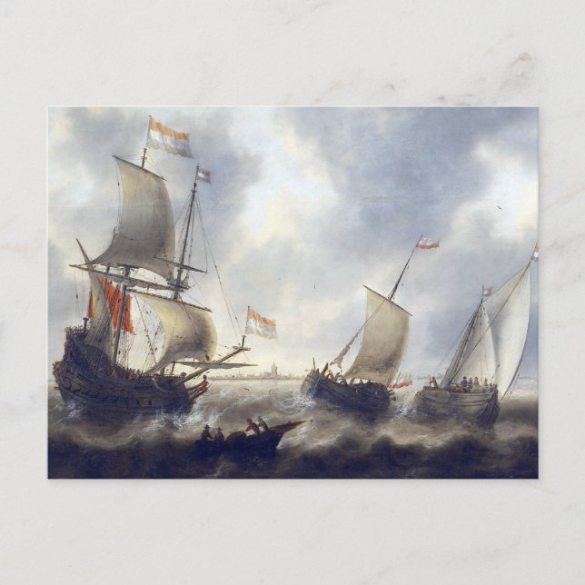 Carte Postale Navires en mer 1660 (Devant)