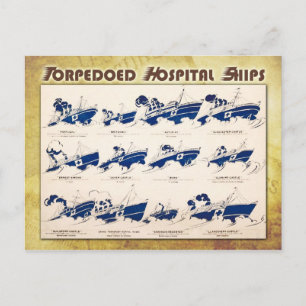 Carte Postale Navires hospitaliers torpillés pendant la Première