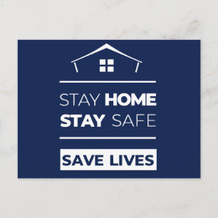 Carte Postale Navy Blue Stay Home Restez en sécurité Sauver des