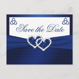 Carte postale Navy et Blanc pour annoncer la date 