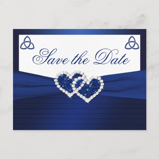 Carte postale Navy et Blanc pour annoncer la date  (Devant)