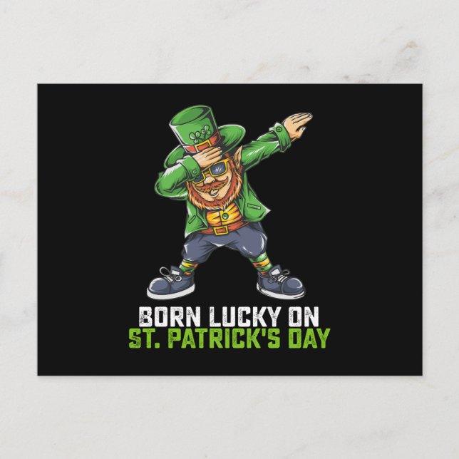 Carte Postale Né Chanceux Le Jour De La Saint-Patrick Dabbing An (Devant)