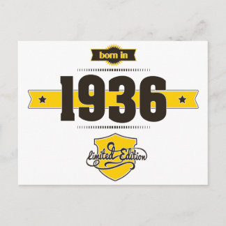 Carte Postale né en 1936 (chocolat&jaune)