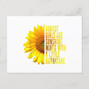 Carte Postale Né En Août Femme Anniversaire Tournesol Lover Flo