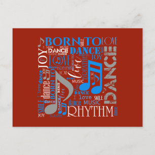 Carte Postale Né en Danse Bleu/Blanc/N'importe quelle couleur ID