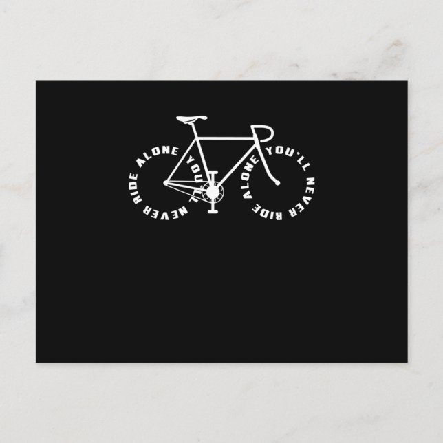 Carte Postale Ne jamais rouler seul Vélos cyclistes (Devant)