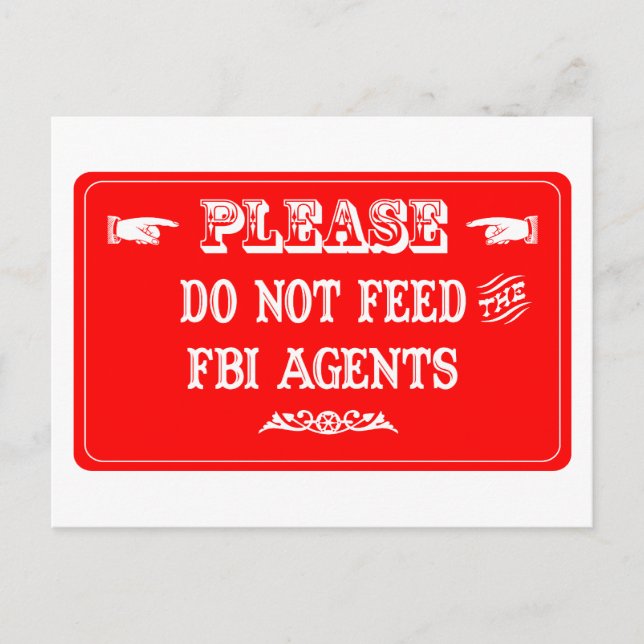 Carte Postale Ne Pas Alimenter Les Agents Du FBI (Devant)