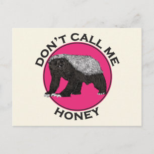 Carte Postale Ne pas m'appeler Honey Badass Pink Feminist Art