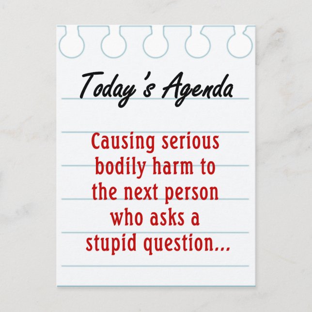 Carte Postale Ne posez pas de questions idiotes (2) (Devant)
