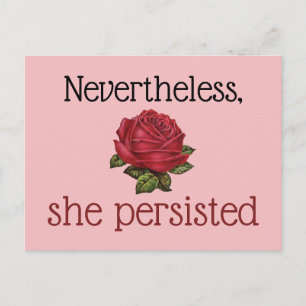 Carte Postale Néanmoins Elle A Persisté Vintage Rose Rouge Clair