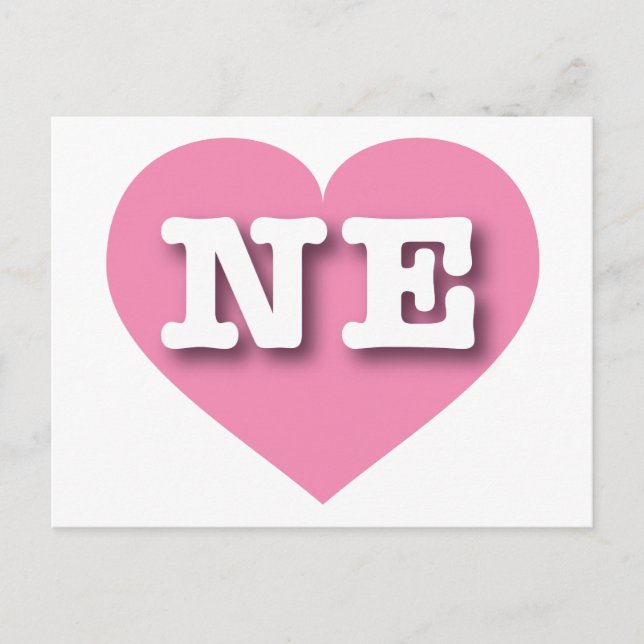 Carte Postale Nebraska Coeur rose - J'aime NE (Devant)