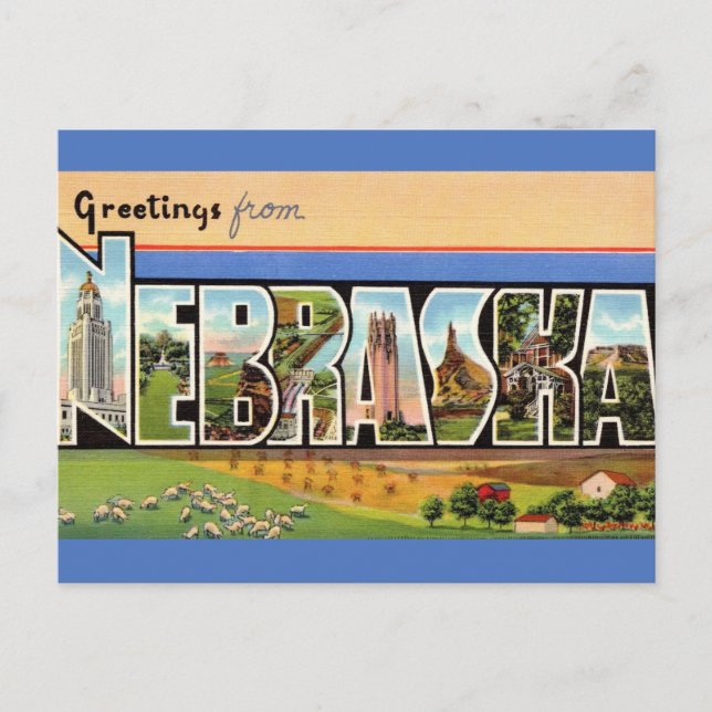 Carte Postale Nebraska vintage (Devant)
