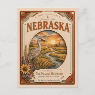 Carte Postale Nebraska Vintage Paper Cut American Arcana