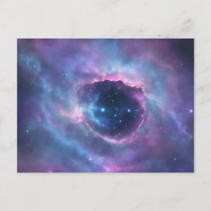 Carte Postale Nébuleuse éthérée aquarelle en rose violet