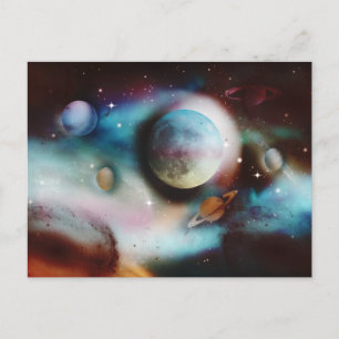 Carte postale nébuleuse spatiale et étoiles