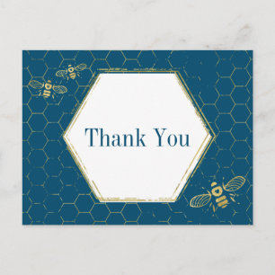 Carte Postale Nectarine de Thé Bleu Or Motif Merci