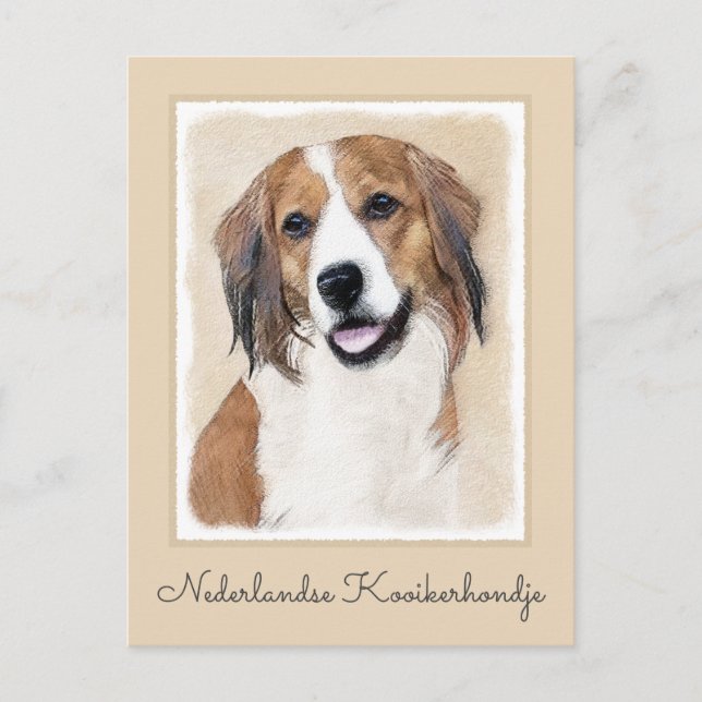 Carte Postale Nederlandse Kooikerhondje Peinture - Chien Art (Devant)