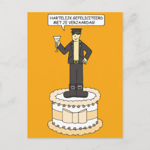 Carte Postale Néerlandais Joyeux homme de dessin animé d'anniver