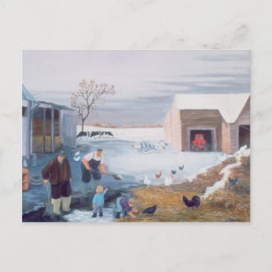 Carte Postale Neige à la ferme