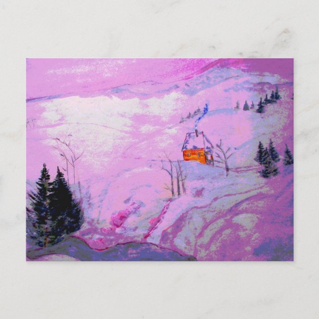 Carte Postale neige de lune violette (Devant)