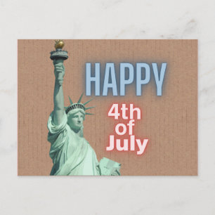 Carte Postale Neon 4 juillet Liberty Statue