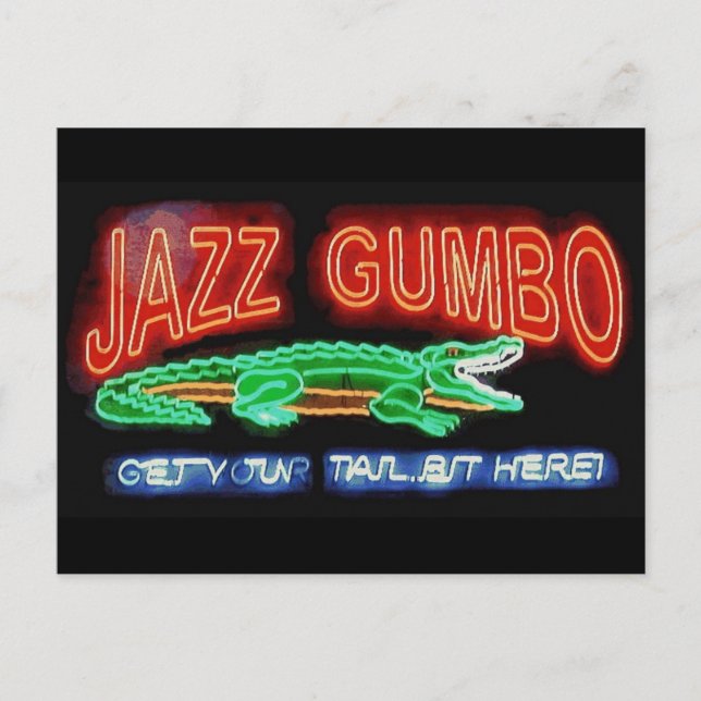 Carte Postale Neon Alligator Gumbo (Devant)