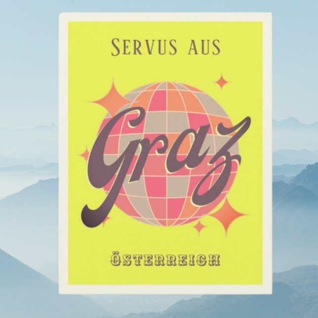 Carte postale néon disco Graz Autriche Autriche (Créateur téléchargé)