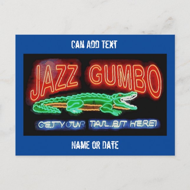 Carte Postale Neon Gumbo, personnaliser ajouter du texte (Devant)