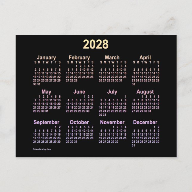 Carte Postale Neon Ipanema Mini Calendrier 2028 par Janz (Devant)