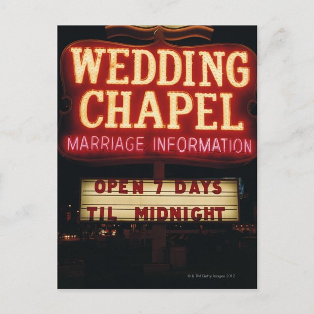 Carte Postale Neon Mariage Chapelle Connexion Las Vegas, USA (Devant)