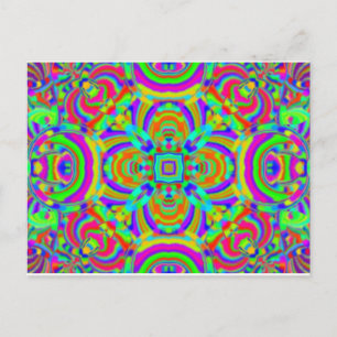 Carte Postale Néon motif kaléidoscope graphique 1