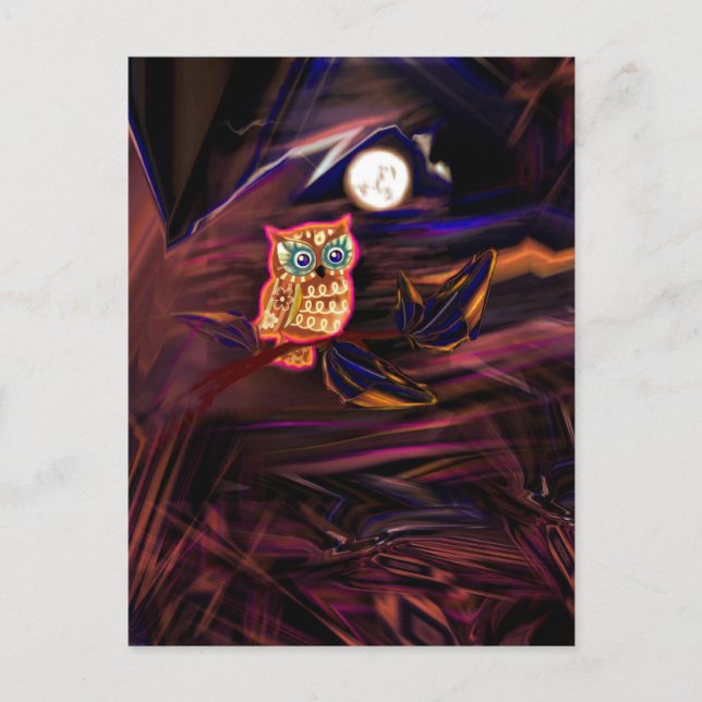 Carte Postale Neon Owl Thunderstorm Flash Fantasia (Devant)