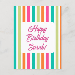 Carte Postale Neon rainbow rayures amusant rétro