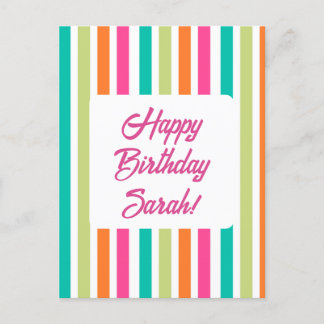 Carte Postale Neon rainbow rayures amusant rétro