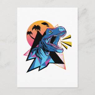 Carte Postale Neon T-Rex Dinosaur Graphique Ado Enfants Cool ten
