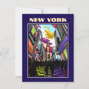 Carte Postale Neon Times Carré avec texte personnalisé - New Yor
