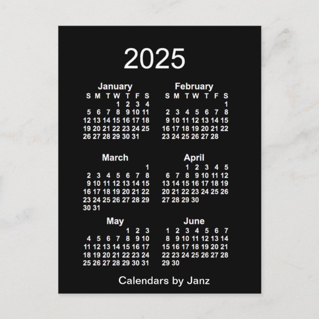 Carte Postale Neon White 6 mois Mini Calendrier 2025 par Janz (Devant)