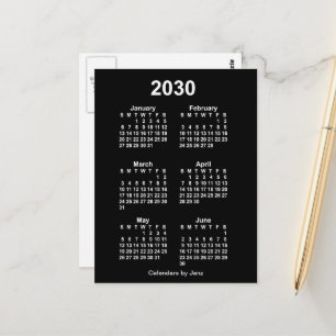 Carte Postale Neon White 6 mois Mini Calendrier 2030 par Janz