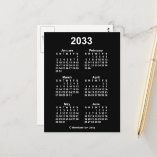 Carte Postale Neon White 6 mois Mini Calendrier 2033 par Janz