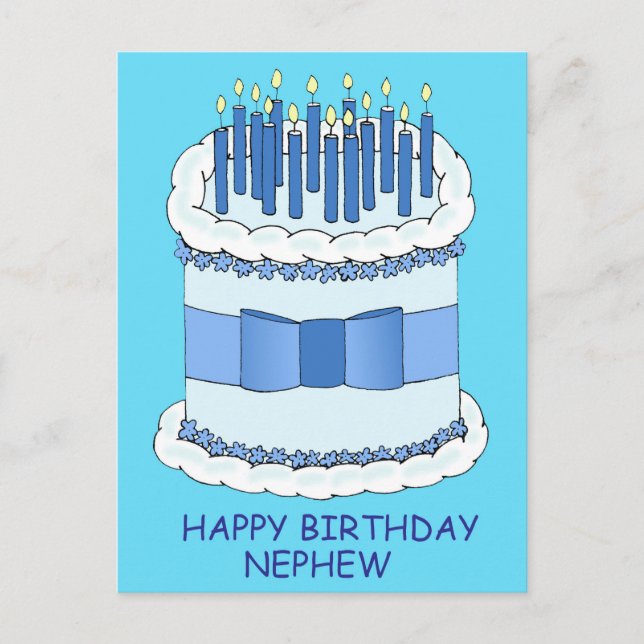 Carte Postale Nephew Joyeux gâteau et bougies d'anniversaire (Devant)