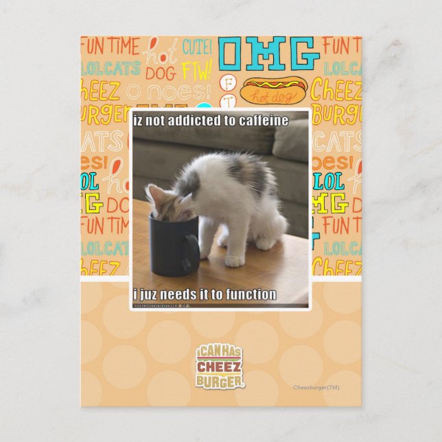 Carte Postale N'est pas accro à la caféine (Devant)