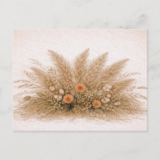Carte Postale Neutral Boho Pampas Grass Wildflower Arrangement 